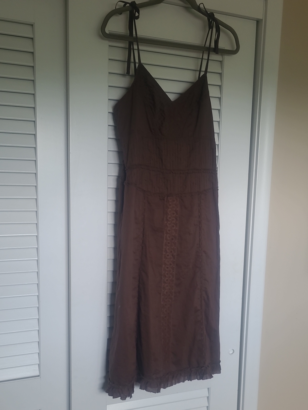Old Navy Size 10 Chocolate Brown Midi Dress with Lace Trim